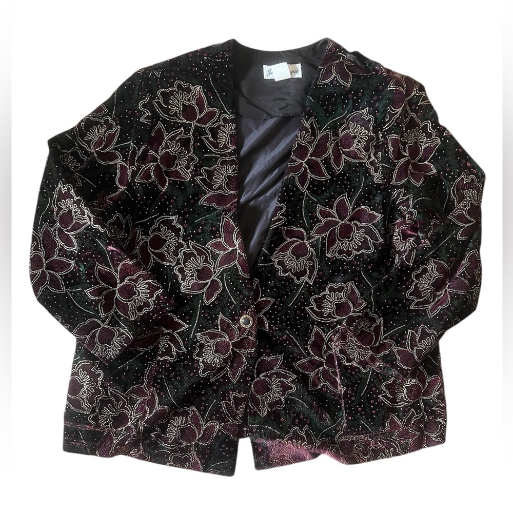 Jeri Marque Vintage Women’s Black Floral Textured Blazer | 10
